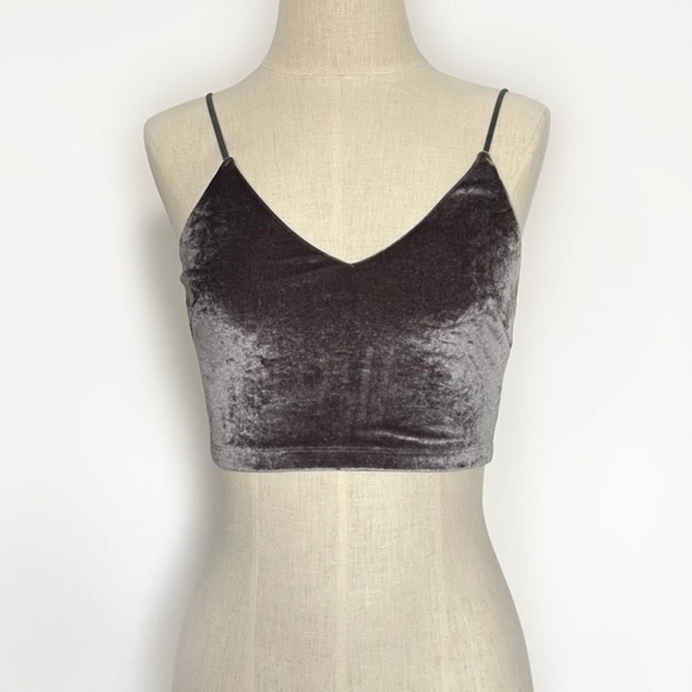 Shareen Collections Australia Gray Velvet Crop Bralette/Top Size 8 US size Small